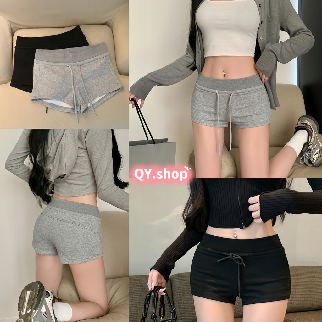 QY.Shop⭐️สินค้าราคาพิเศษ⭐️​กางเกงขาสั้นและกางเกงขาสั้น นักขี่จักรยาน สตรีเอวยางยืดสไตล์อเมริกัน (รุ่นใหม่) "FY2821"