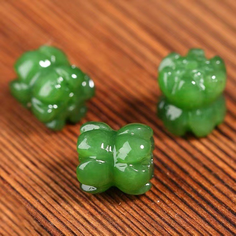 หยกเหอเทียนธรรมชาติ ลูกปัดถังบัวสองหัว สร้อยข้อมือ ทําเอง สร้อยคอ เครื่องประดับขนาดเล็ก ผ่านรู