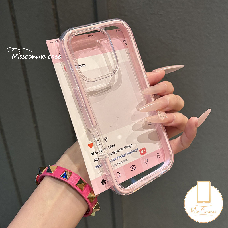 หรูหรา 2 in 1 กันกระแทกกันชนสีลูกกวาดสําหรับ IPhone 17 Pro Max 11 13 14 15 12 16 Pro Max Air 12 13 14 15 16 Pro 15 14 16 Plus โปร่งใสนุ่ม Tpu Cover - รูปที่ 3