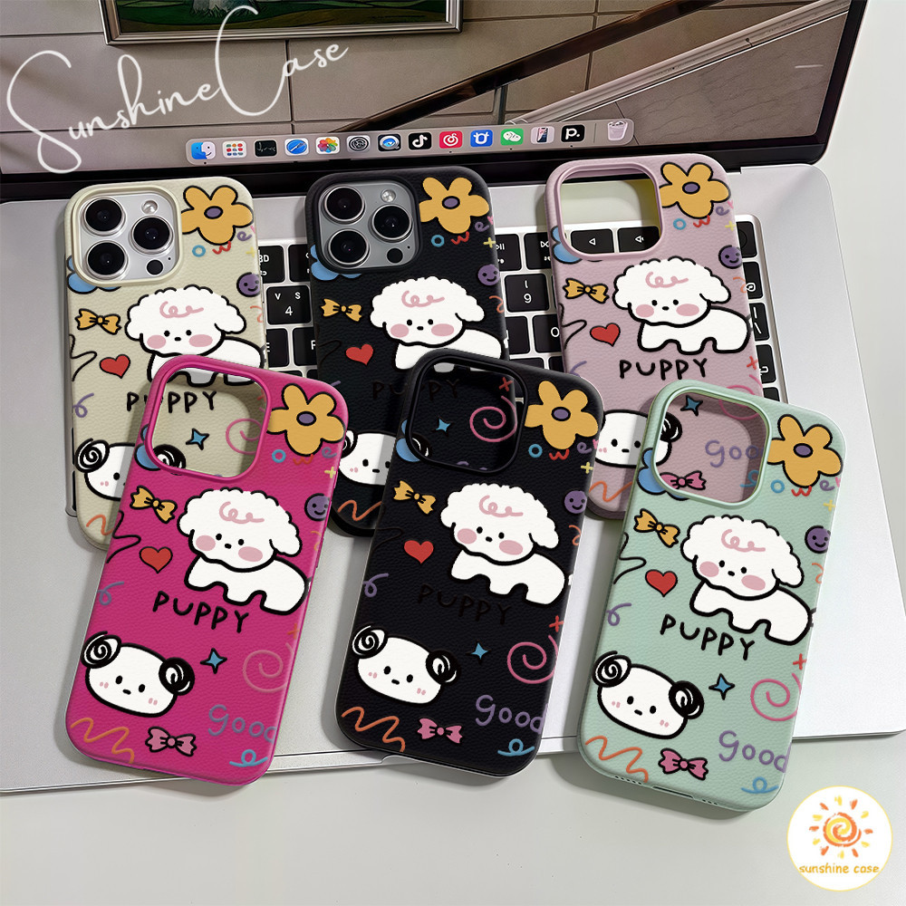 จัดส่งทันที เคสมือถือ ลูกสุนัขขาว น่ารัก เคสแบบด้านสำหรับIPhone13 14 11 7/8PLUS X/XR/XS 12 15 16 Pro PROMAX เนื้อหนังTPU