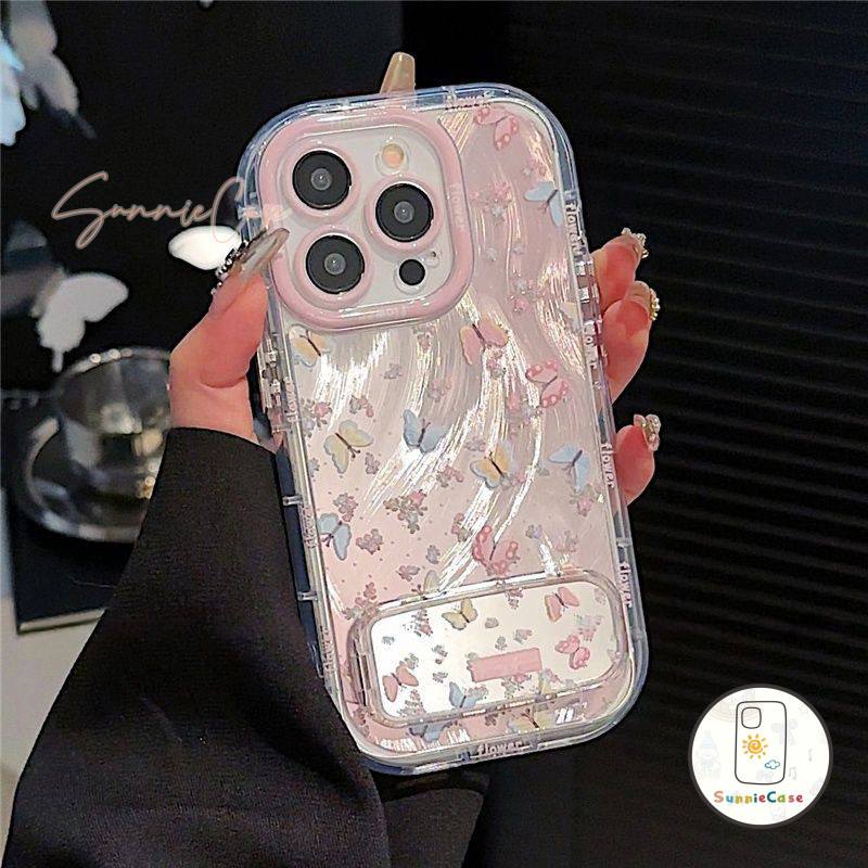ผีเสื้อ เคสไอโฟน11 สำหรับ IPhone 15 12 16 13 11 14 Pro Max XR X XS 7Plus 8Plus Max 7 15 8 Plus SE เคสโทรศัพท์ถุงลมนิรภัย