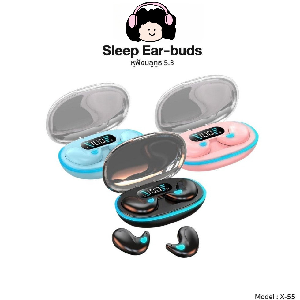 Cleer หูฟังไร้สายนอนบลูทูธ Bluetooth X55 จอแสดงผลLED หูฟัง กันน้ำ IPX7 การนำกระดูก TWS สัมผัสหูฟัง