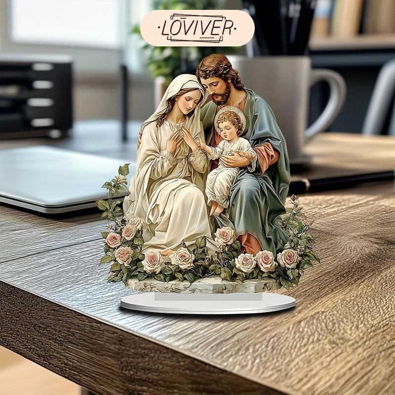 LOVIVER 2ง ครอบครัวศักดิ์สิทธิ์ตกแต่งเครื่องประดับคริสต์มาสรวบรวมของขวัญวันเกิดอะคริลิ