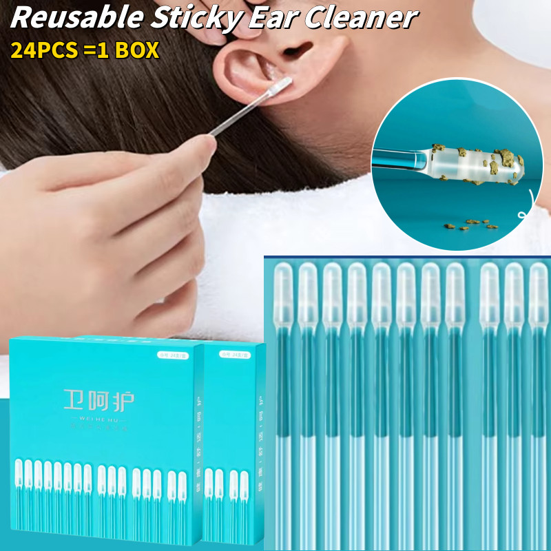 48 ชิ้น Sticky ทําความสะอาดหู Stick สําหรับเด็กอายุมากกว่าผู้ใหญ่ทิ้งซิลิโคน EarWax Remover กาวนํามาใช้ใหม่หูหยิบช้อนเครื่องมือ
