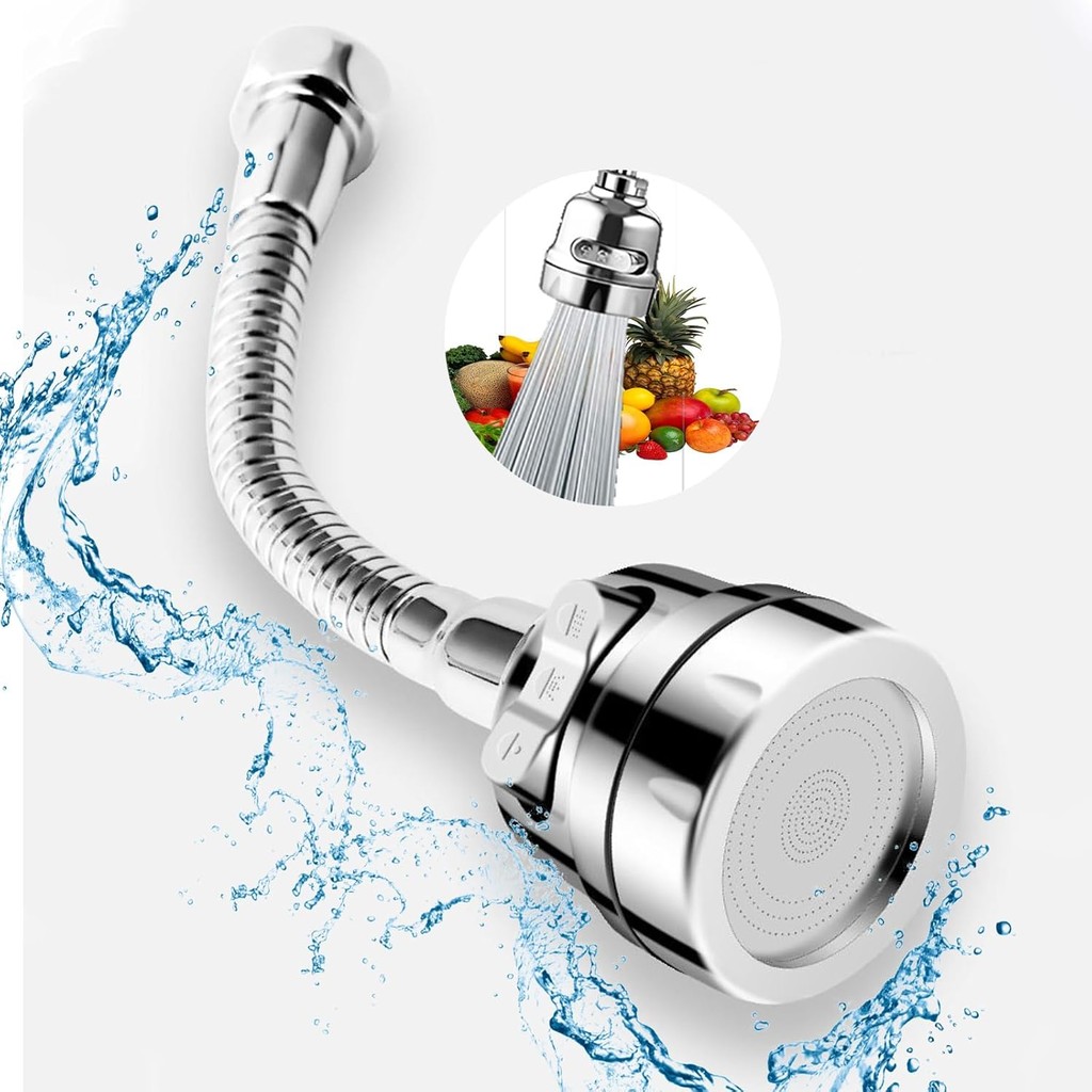 หัวต่อก๊อกน้ำ 3 โหมด Kitchen Faucet Sprayer 360 องศา สำหรับอ่างล้างจาน ล้างจาน และผักผลไม้