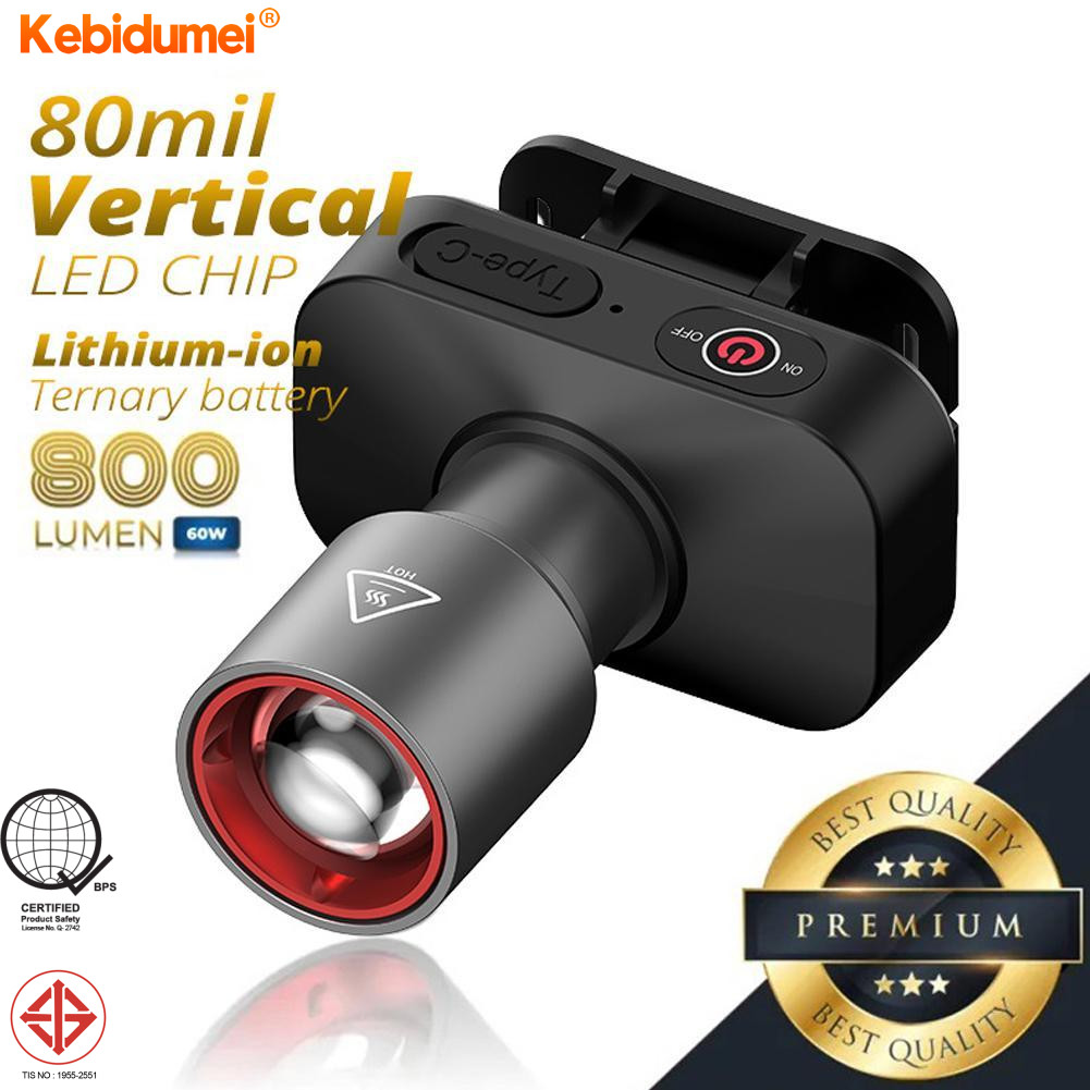 200M Mini Laser Ultra Bright Light ไฟฉายคลิป 1200 Lumens ไฟหน้า Led ที่มีประสิทธิภาพไฟหน้าซูมโคมไฟไฟ