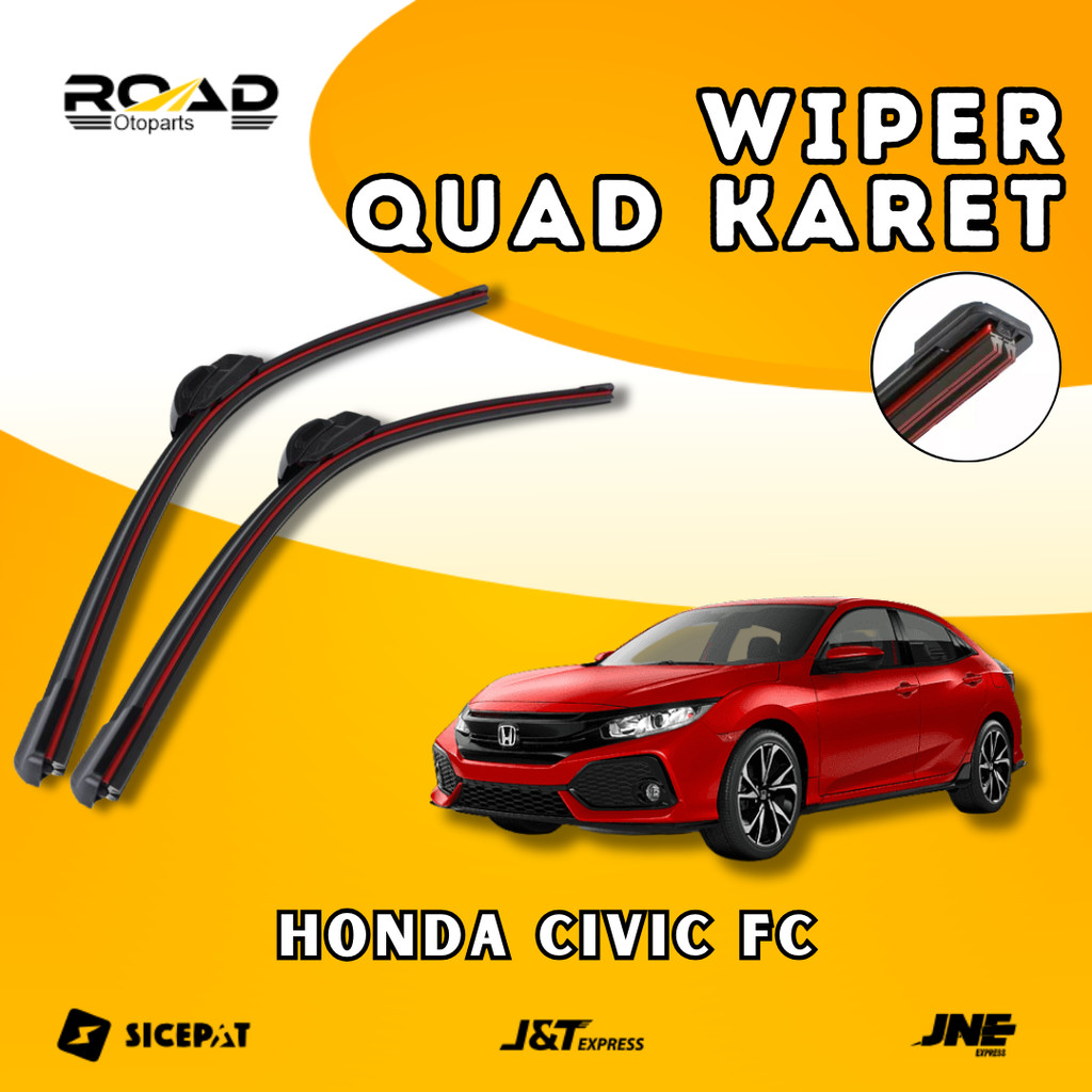 ที่ปัดน้ําฝน Quad ยาง 4 ชั้นสําหรับ Honda Civic FC Frameless Quad Blade รุ่น 4 ยาง 1 ชุดซ้ายและขวาไม