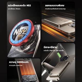 พาวเวอร์แบงค์ไร้สาย 10000mah พาวเวอร์แบงค์บางพิเศษ ซาร์จเร็ว PD20W Magnetic Powerbank.