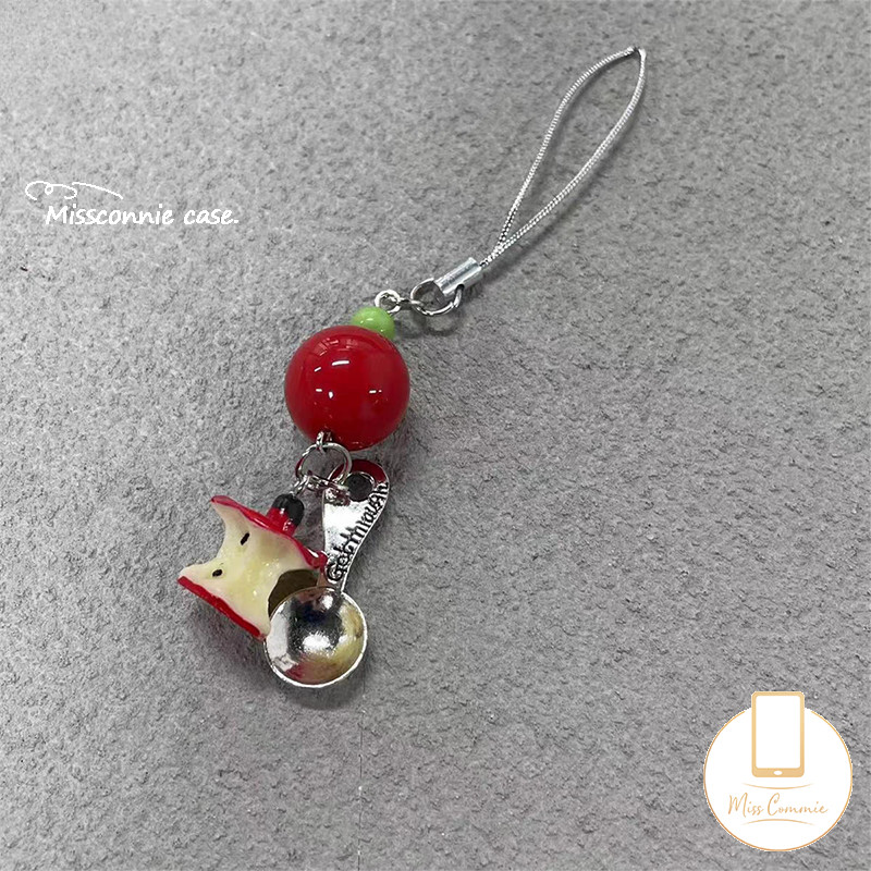 อินเทรนด์น่ารักการ์ตูนผลไม้สดแกนอุปกรณ์เสริมสากลเคสโทรศัพท์สร้อยข้อมือสีแดงประดับด้วยลูกปัดโบว์ปมพวงกุญแจตกแต่งแฟชั่นเชือกแขวนใ - รูปที่ 2