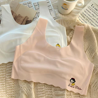 {ยกแพ็ค 4 ชิ้น 4 สี} เสื้อชั้นในเด็กผู้หญิง บราเสริมฟองน้ําเด็ก แบบสวม ฟองน้ําเย็บติด ยืดหยุ่นสูง สําหรับนักเรียนสาววัยรุ่น