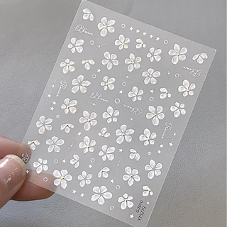 Jelly Five-Petal Flower Nails Sticker 2025 สไตล์ใหม่คริสตัลไม่สม่ําเสมอเพชรดอกไม้สีขาวกาวตกแต่งเล็บ