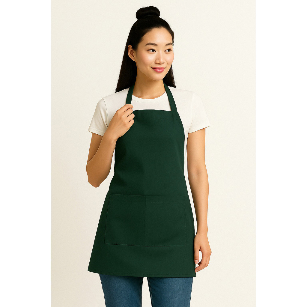 ผ้ากันเปื้อนเต็มตัว แบบคล้องคอปรับเลื่อนได้ กระเป๋าใหญ่แบ่งครึ่ง (ติดซิป/ไม่ติดซิป) สำหรับผู้ใหญ่ | มี 9 สี | ผลิตในไทย - รูปที่ 6