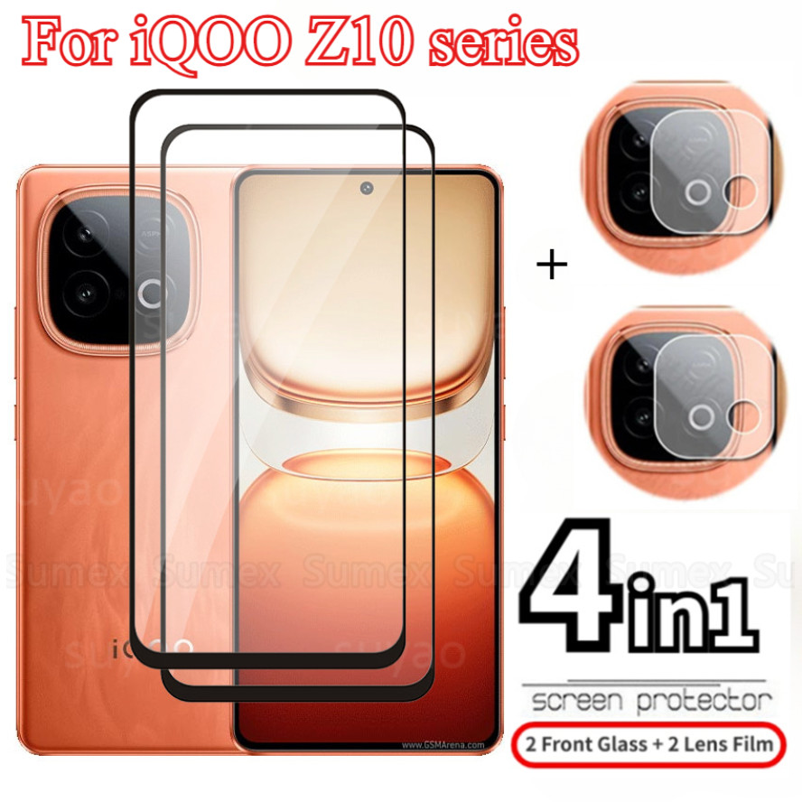 4in1 กระจกนิรภัยสําหรับ Vivo iQOO Z10 Turbo Plus Pro NEO 10 Z10X 5G 2025 ป้องกันหน้าจอฟิล์มกล้องเลนส