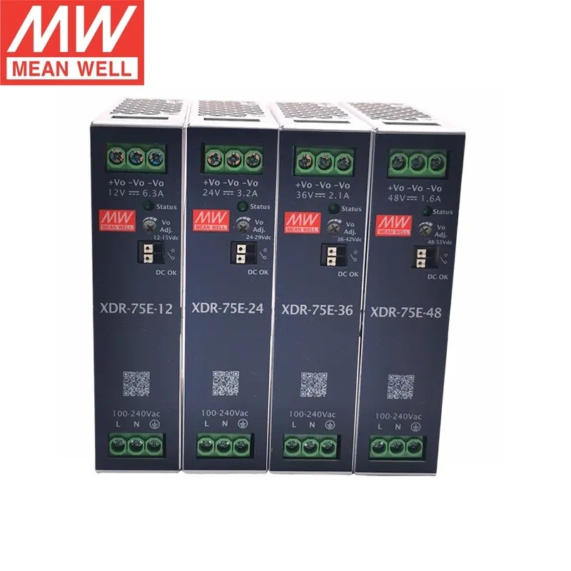 Original MEAN WELL XDR-75E XDR-120E XDR-150E XDR-240E XDR-480E XDR-960E Series 75W 12V 24V 36V 48V A