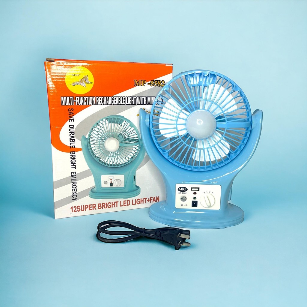 พัดลมตั้งโต๊ะ ปรับองศาได้ มีไฟ LED รุ่น MP-5582 ราคา ถูกที่สุด ดีลบีเคเค แกลเลอรีภาพที่ 4