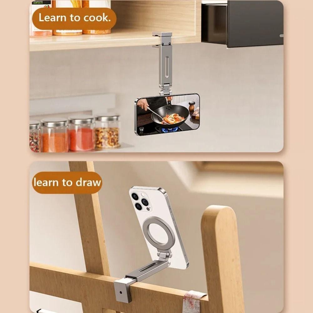 TUMZAP ที่วางโทรศัพท์เครื่องบิน, ที่วางโทรศัพท์แบบแม่เหล็กยืดหยุ่นแบบพับได้, ขายึดปรับได้มัลติฟังก์ชั่น 360° Rotation Hands-Free Desk Phone Clip Bracket Flight - รูปที่ 3