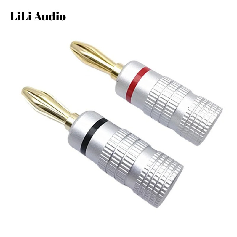 ปลั๊กกล้วยเสียงสําหรับสายลําโพง Hifi 4 มม. 24K Gold-plated Dual Screw Lock ขั้วต่อสายไฟลําโพง