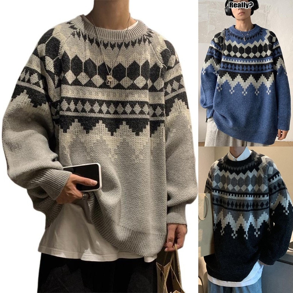 Maisida ผู้ชาย คอกลม เสื้อกันหนาว ฤดูใบไม้ร่วงและฤดูหนาว แฟชั่น เวอร์ชั่นเกาหลี เวลาว่าง เสื้อกันหนาว