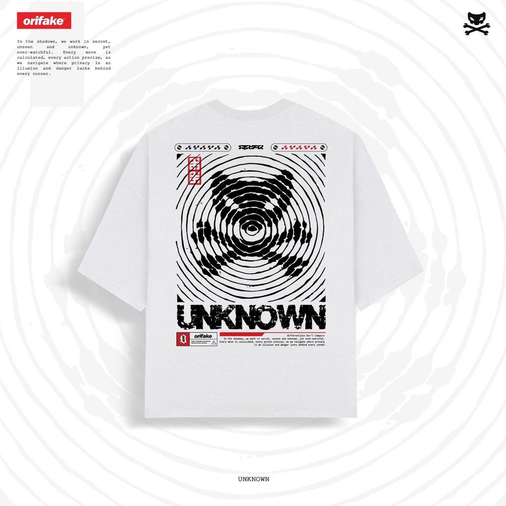 Orifake- เสื้อยืดโอเวอร์ไซส์ Unknown สีขาว