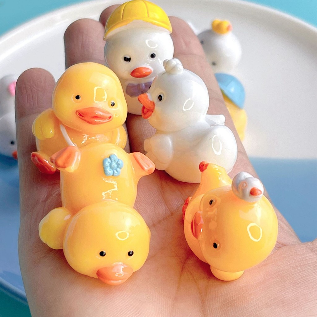 5 ชิ้น/แพ็คการ์ตูน 3D Glossy เป็ดเรซิ่น Flatbacks วัสดุ DIY สําหรับเดสก์ท็อปตู้เย็นตกแต่ง