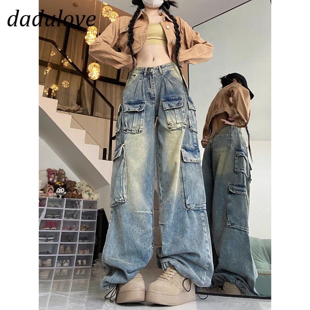 DaDulove New American Style Ins High Street Hip Hop Jeans Niche High Waist Loose Wide Leg Pants plus Size Trousers