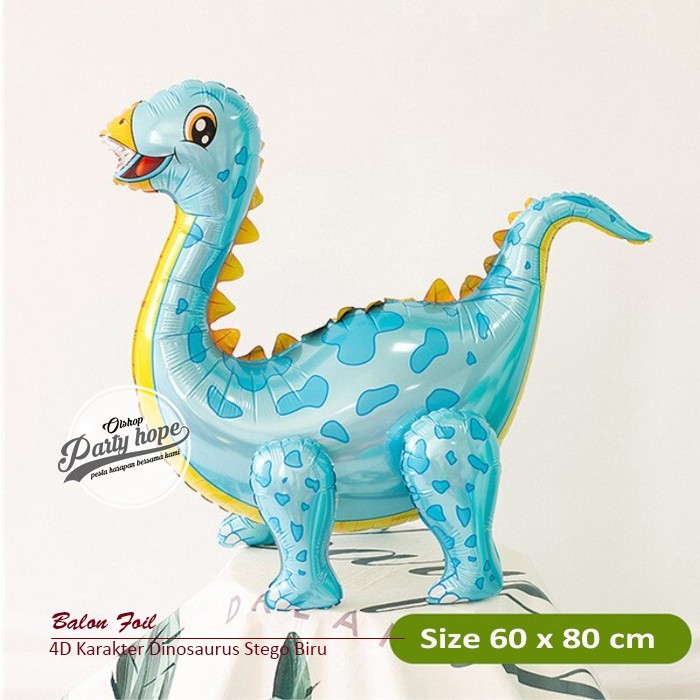 Mall - [besty_mart3] ลูกโป่งฟอยล์ 4D ไดโนเสาร์ Stegosaurus Blue Dino Balloon Jurassic Park 4D