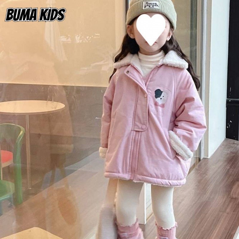 BUMA KIDS เสื้อโค้ทการ์ตูนหวานหนาสำหรับเด็ก, เสื้อลำลองอเนกประสงค์แฟชั่น