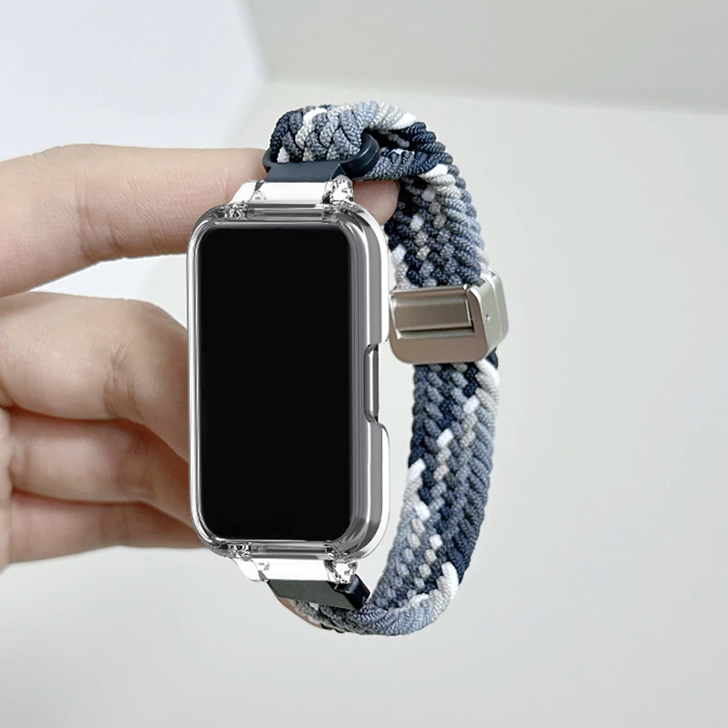 สายรัดไนลอนหัวเข็มขัดแม่เหล็กสําหรับ Samsung Galaxy Fit 3 สร้อยข้อมือยางยืดแบบปรับได้เปลี่ยนสายรัดข้อมือ