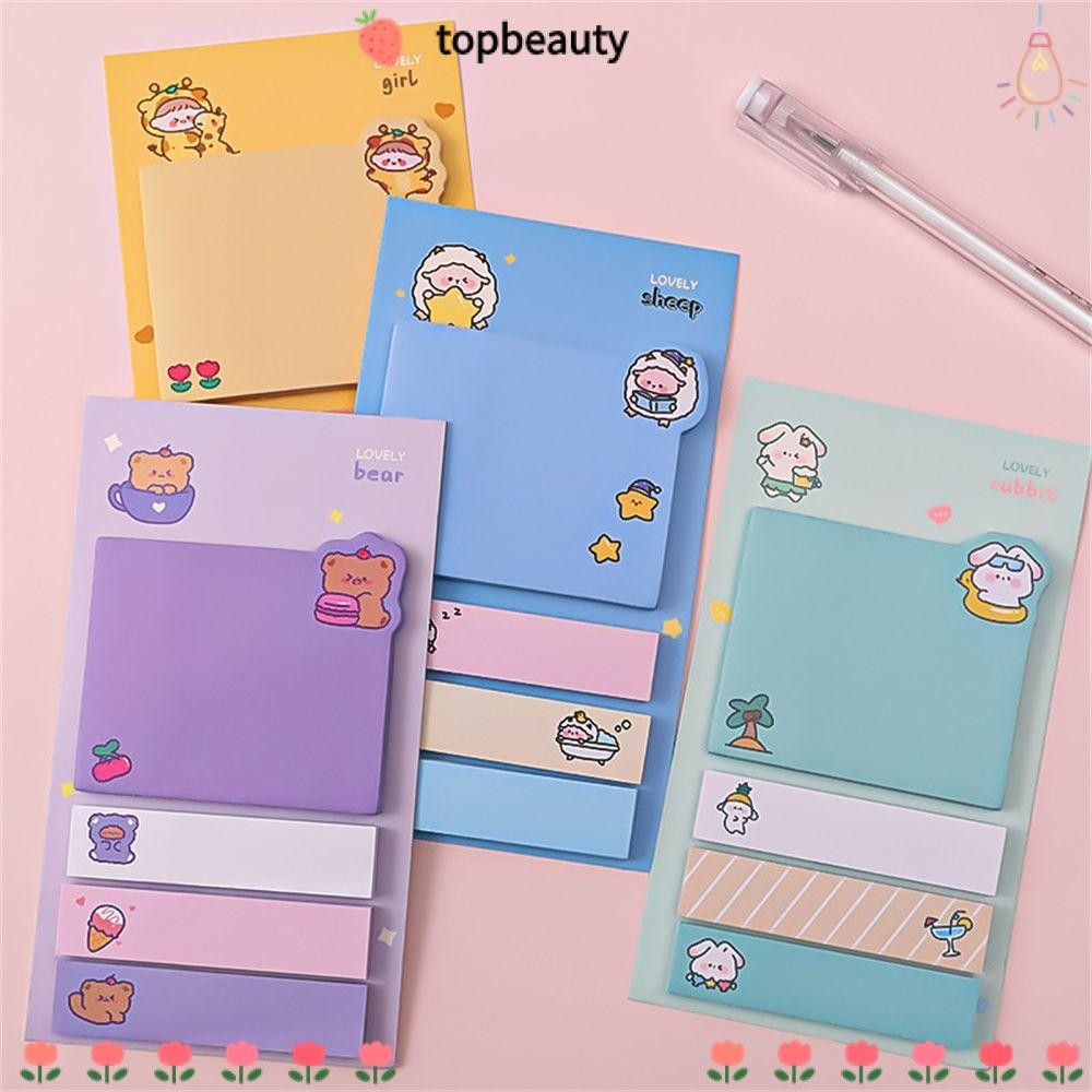 Topbeauty 80 แผ่น Sticky Notes การ์ตูน Kawaii เครื่องเขียน N ครั้งบุ๊คมาร์คสัตว์