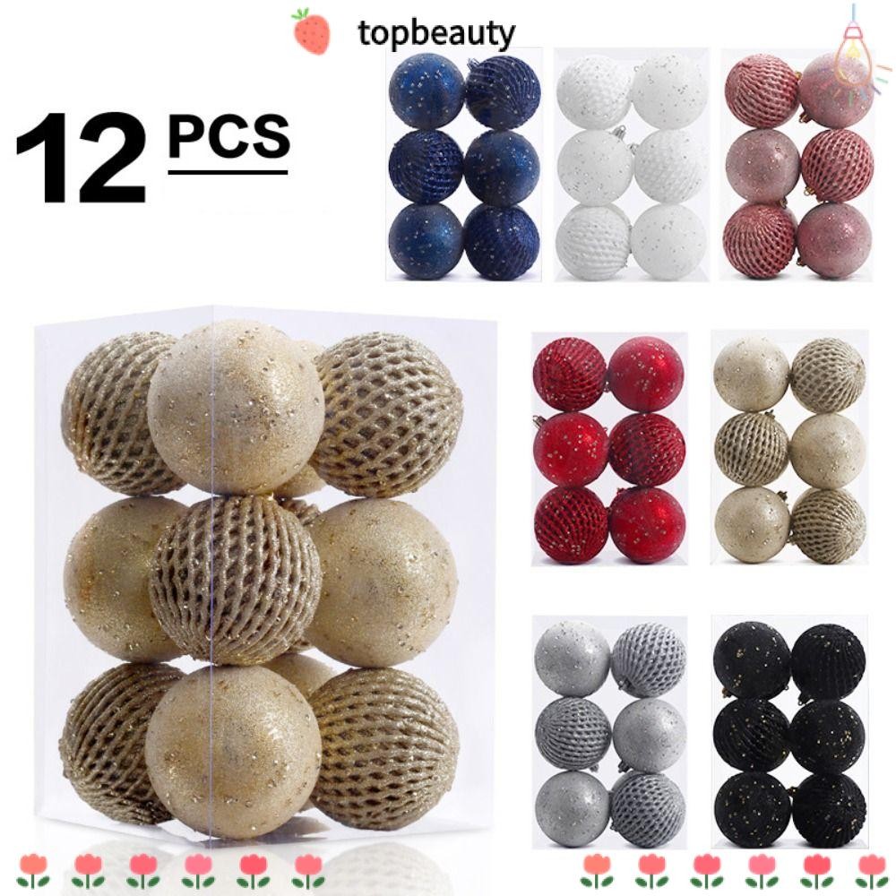 Topbeauty ชุดลูกบอลคริสต์มาส, พลาสติก 8 สีลูกบอลต้นคริสต์มาส, แฟชั่น 8 ซม. Suspensable เครื่องประดับคริสต์มาส Ball Home