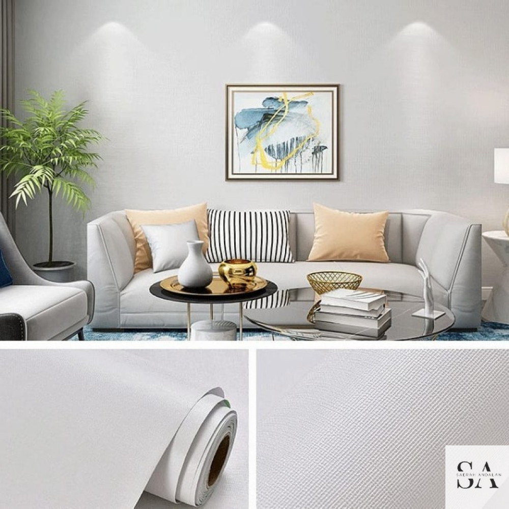 วอลเปเปอร์สติ๊กเกอร์ Diatom Dinding 3D Embossed Foam Linen Roll 0.5x2.8M - DT402