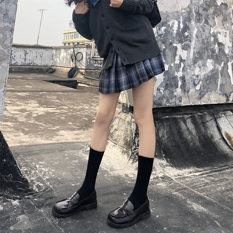 ในไทย💖ถุงเท้า ถุงน่องเนือเข่า JK Lolita ถุงเท้าลูกวัวผู้หญิง ถุงน่องเนือเข่ ยืดหยุ่นสูง สีพื้น สไตล์นักเรียนญี่ปุ่น - รูปที่ 5