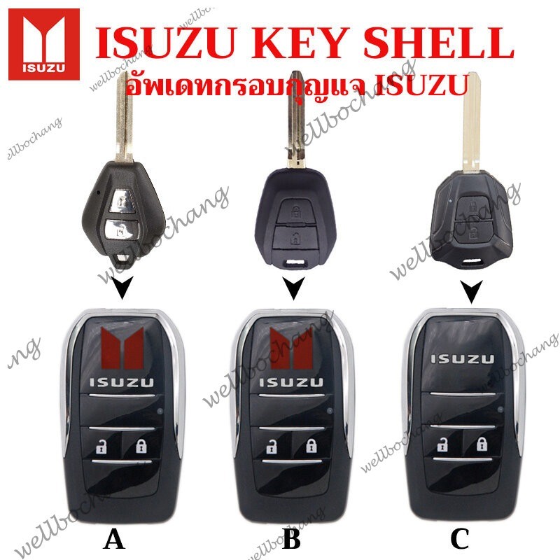 ปลอกกุญแจแบบพับได้ 2007-2025 พร้อมกรอบโลโก้ Mu7 สําหรับ Isuzu D-max