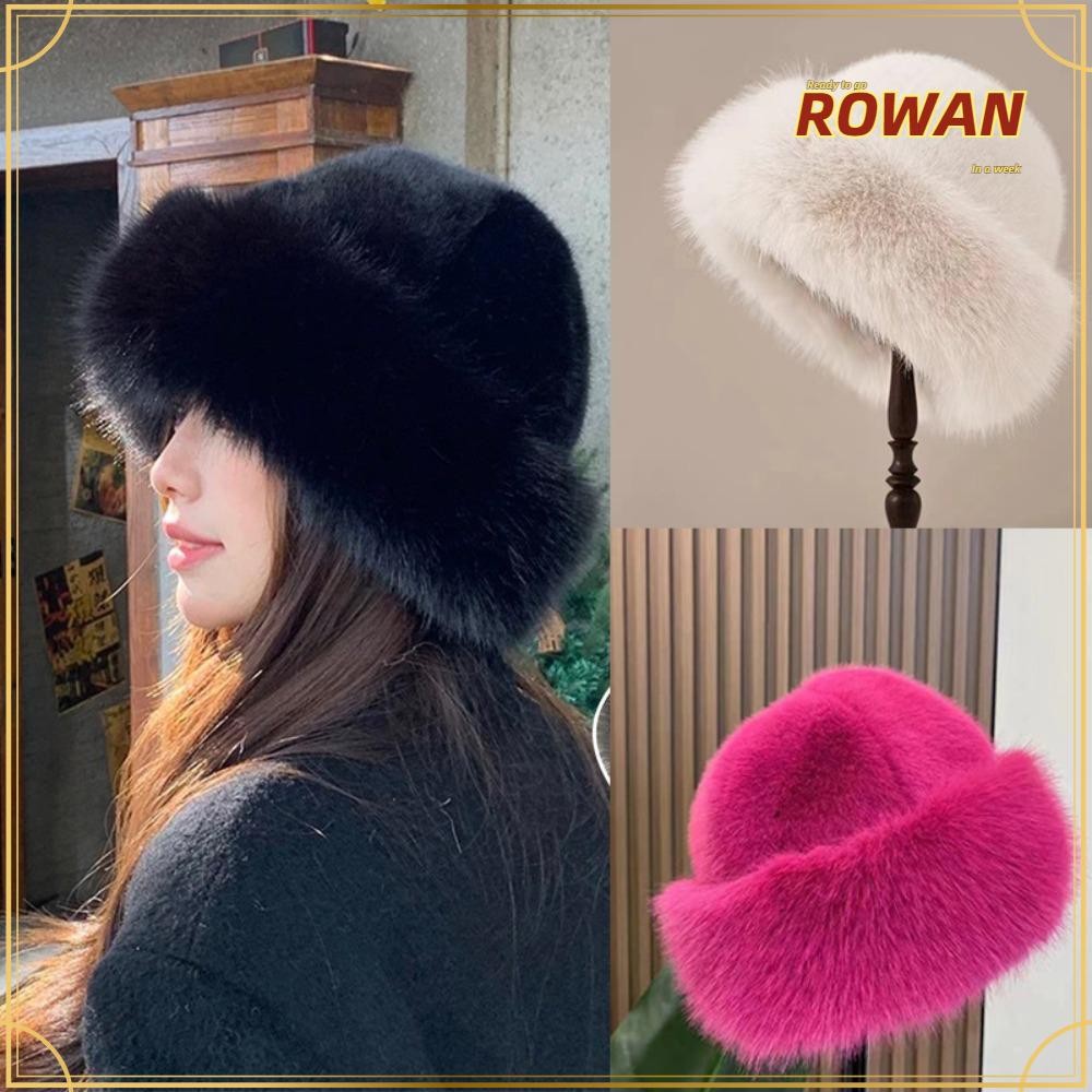 Rowans หมวกขนปุย Snowy Day อุ่นหนา ฝาครอบหัวปานามา ชาวประมงผู้หญิง