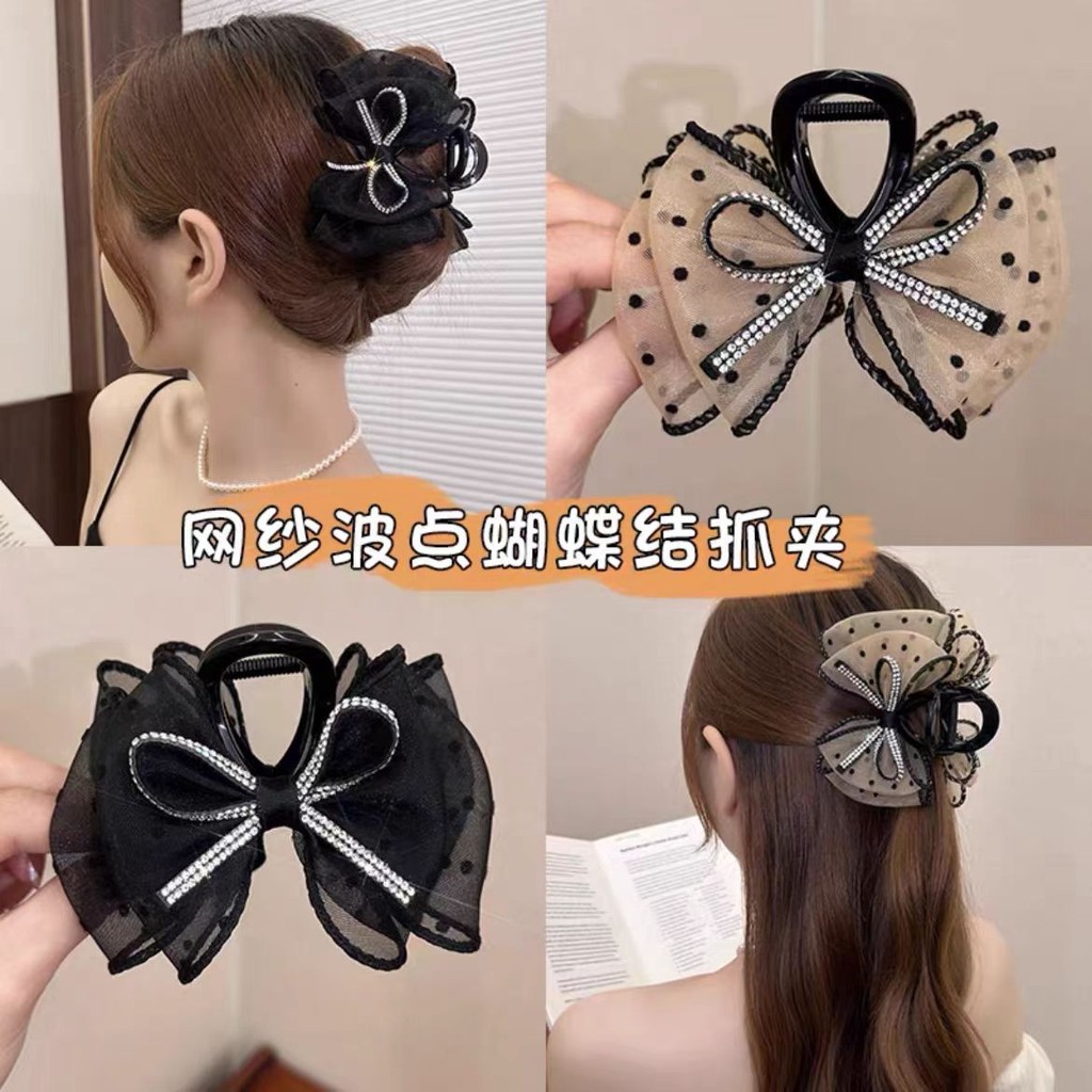คลิปโบว์ตาข่ายเกาหลีเดี่ยวสําหรับผู้หญิง การสื่อสาร เครื่องประดับผม