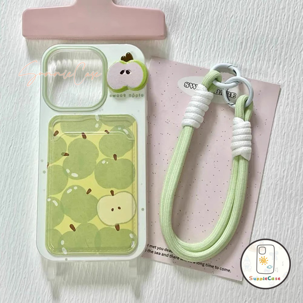 เคสไอโฟน12 15 แอปเปิ้ลสีเขียว สำหรับ IPhone 11 14 15 12 16 13 Pro Max X XR XS 7Plus 8Plus Max 7 8 15 Plus SE เคสคู่ เคส