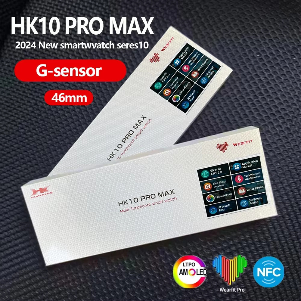 HK10 Pro Max AMOLED สมาร์ทวอท์ช 2GB ROM NFC บลูทูธผู้ชายผู้หญิง Smartwatch Sersies 10 อัลบั้ม Sync