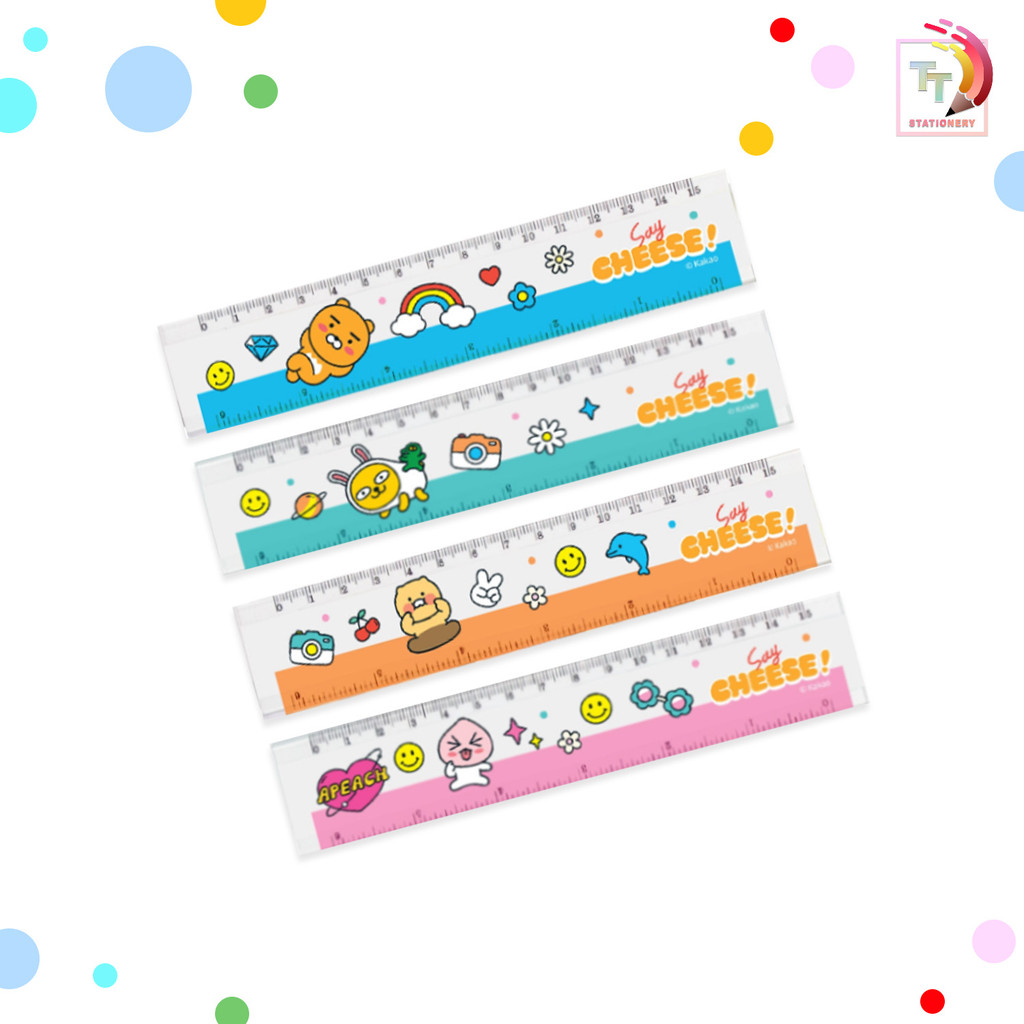 Kakao Friends ไม้บรรทัดพลาสติก ผลิตจากพลาสติก PVC แข็งแรงทนทาน มีขนาด 15ซม. / 16ซม. / 30ซม. (คละสี / ชิ้น)