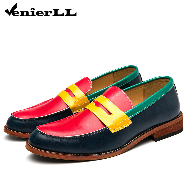 ชุดผู้ชาย Penny Loafers, Mens Business Official Leather Loafer Shoes Two Tone Color, Moc Toe Casual 