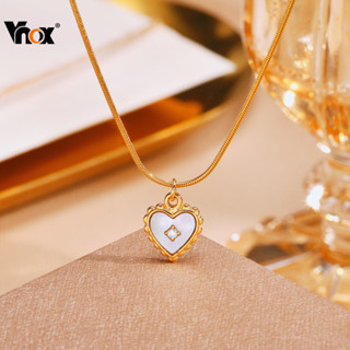 VNOX วีน็อกซ์ เพทายเชลล์รูปหัวใจจี้สร้อยคอสําหรับผู้หญิงสแตน…