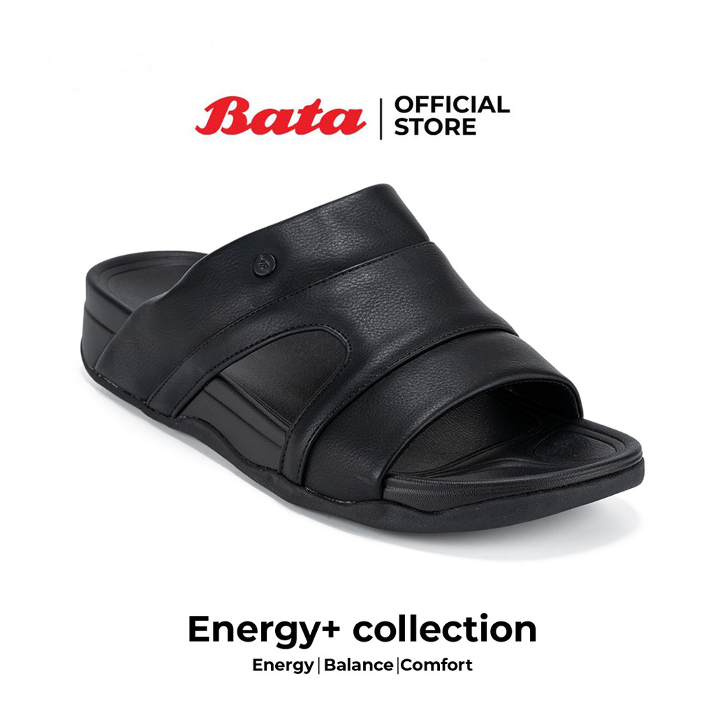 Bata บาจา Energy+ รองเท้าแตะลำลองแบบสวม ยอดฮิต น้ำหนักเบา สำหรับผู้ชาย สีกรมท่า 8319143 สีดำ 8316143