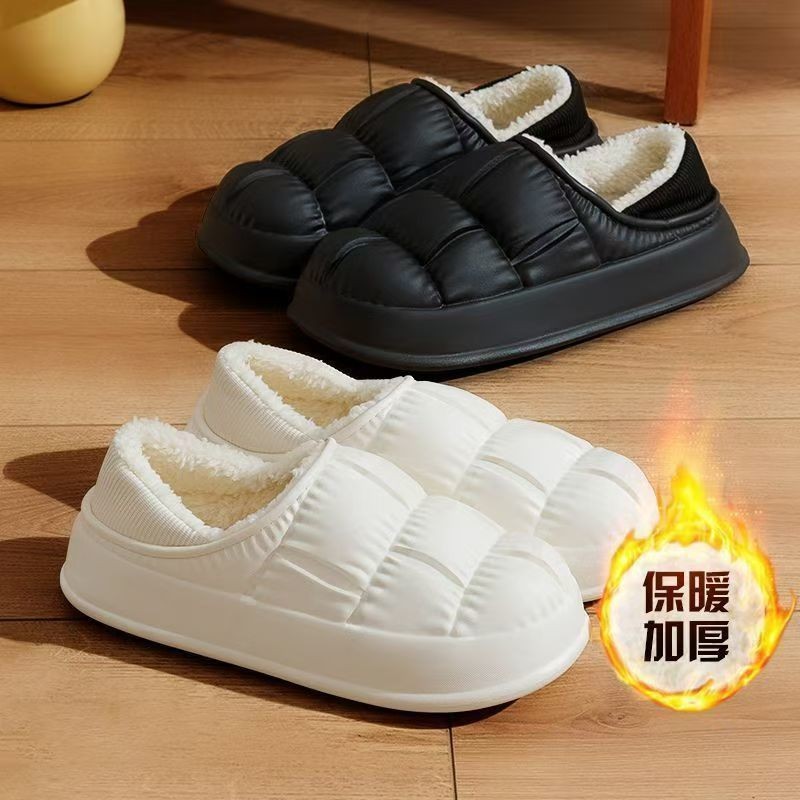 ฤดูใบไม้ร่วงฤดูหนาวกันน้ําสกปรกทนสามารถสวมใส่ด้านนอกคู่สองสวมกันลื่นส้นอบอุ่นที่ถอดออกได้ล้างทําความสะอาดได้ตุ๊กตา