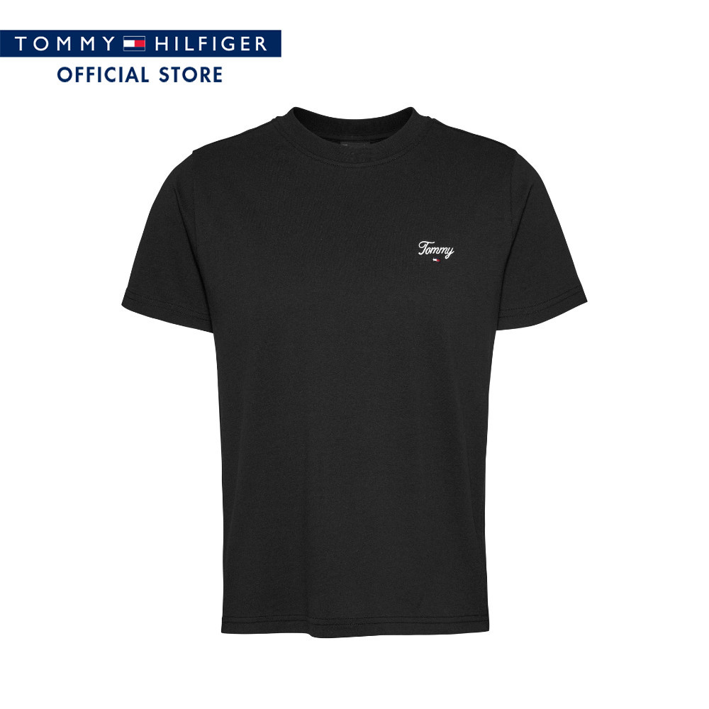 Tommy Hilfiger เสื้อยืด ผู้หญิง รุ่น DW0DW18633 BDS - สีดำ ทรง Regular Fit