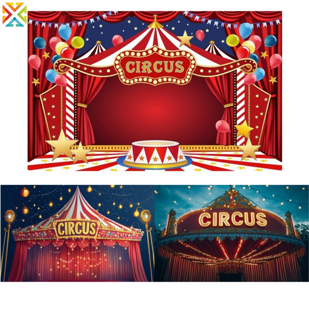 Circus Carnival Party ผ้าพื้นหลัง Carnival Theme Party ตกแต่งพื้นหลังละครสัตว์วันเกิดพื้นหลัง