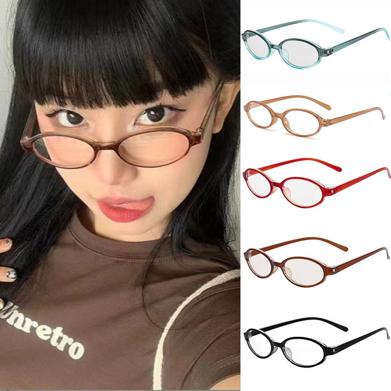 แว่นกรองแสงสีฟ้าไล่โทนสีแว่นแฟชั่นวินเทจสไตล์เกาหลีสไตล์ญี่ปุ่นทรงวงรีแฟชั่นสวมบทบาทปาร์ตี้หลายสีให้เลือก.xinyia.th