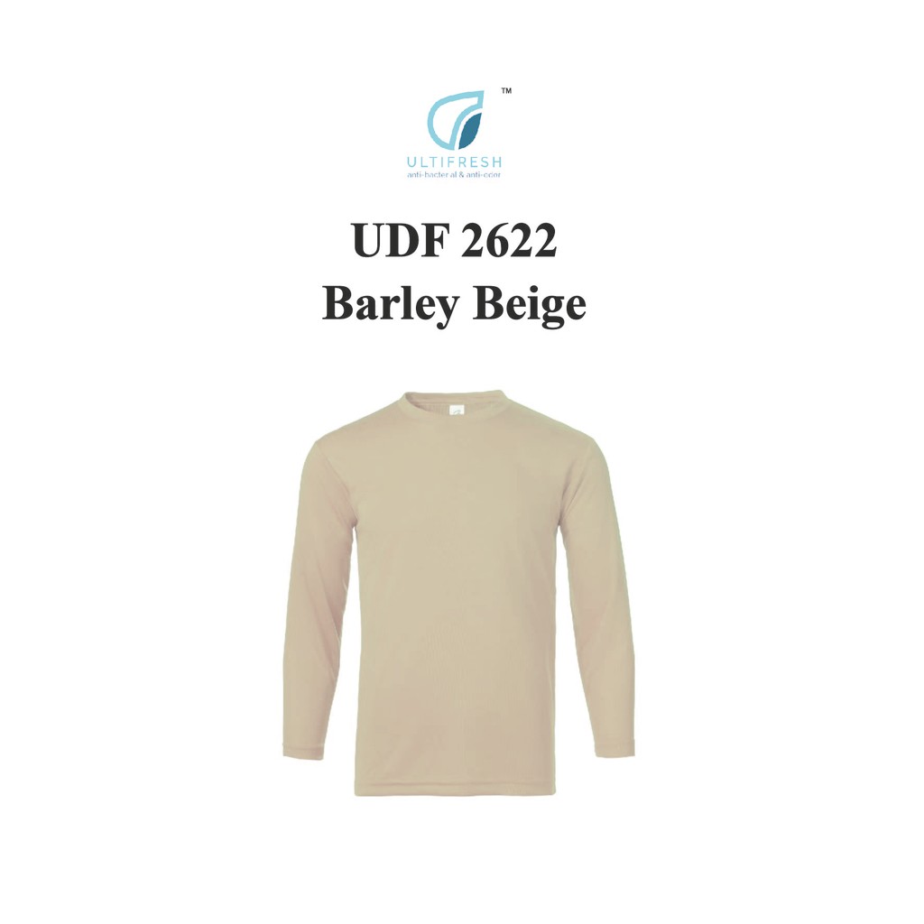 Ultifresh UDF2622 Barley Beige Plus ขนาด 5XL/7XL NTMY.os ลูกเรือคอแขนยาวเสื้อยืด Unisex Dri-fit ไมโค