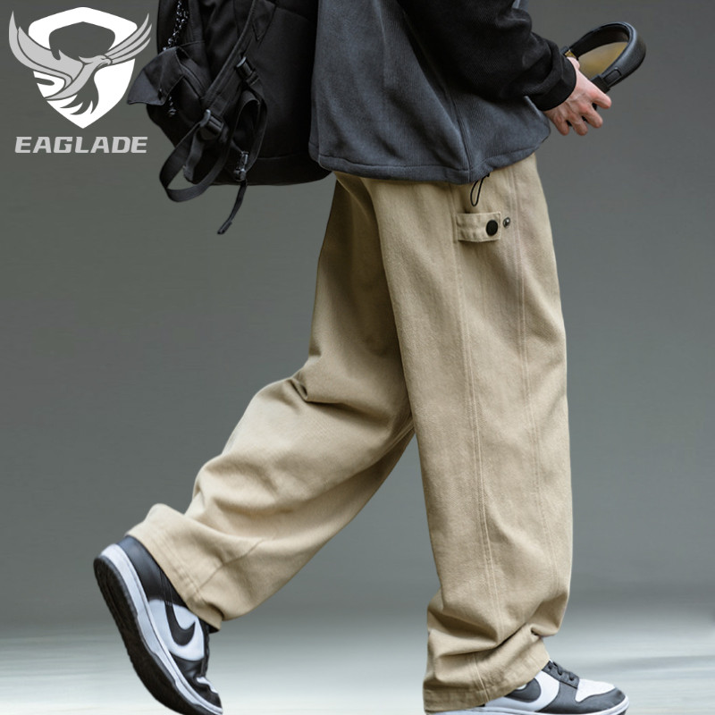 Eaglade Tactical Cargo Baggy Loose Pants for Men L2331 in Khaki B02