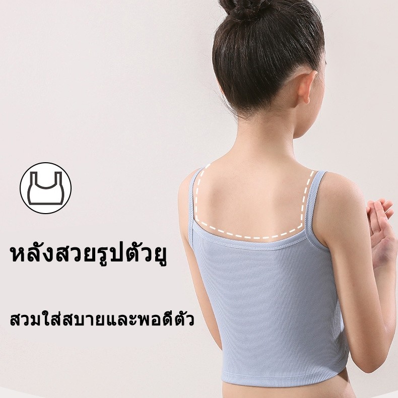 NY08 ชุดชั้นในผ้าฝ้ายเด็กผู้หญิง คละสี3ตัว เสริมพัฒนาการทรงสวยแบบเต็มตัวสายเดี่ยวระบายอากาศได้ดี สปอร์ตบราเด็ก พร้อมส่ง