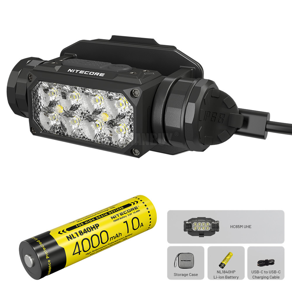 Nitecore HC65M UHE 2000 Lumens LED Ultra Hight Triple Output Metal Tactical Headlamp