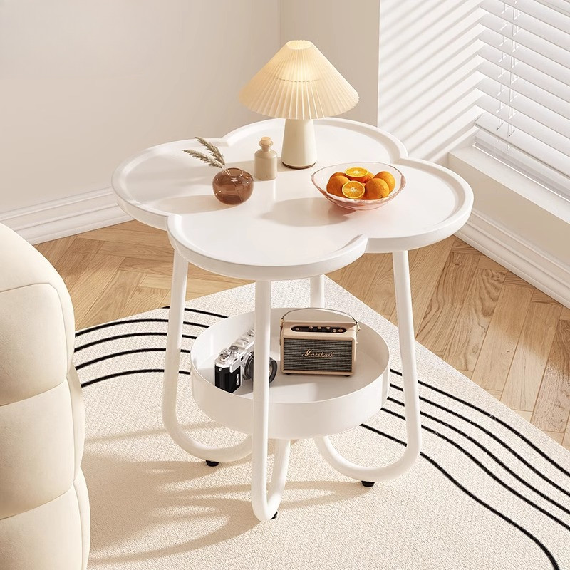 2 ชั้น โต๊ะโซฟา เคลื่อนย้ายได้ง่าย โต๊ะกาแฟเล็ก สร้างสรรค์ โต๊ะข้างเตียงขนาดเล็ก การออกแบบการจัดเก็บสองชั้น - รูปที่ 5